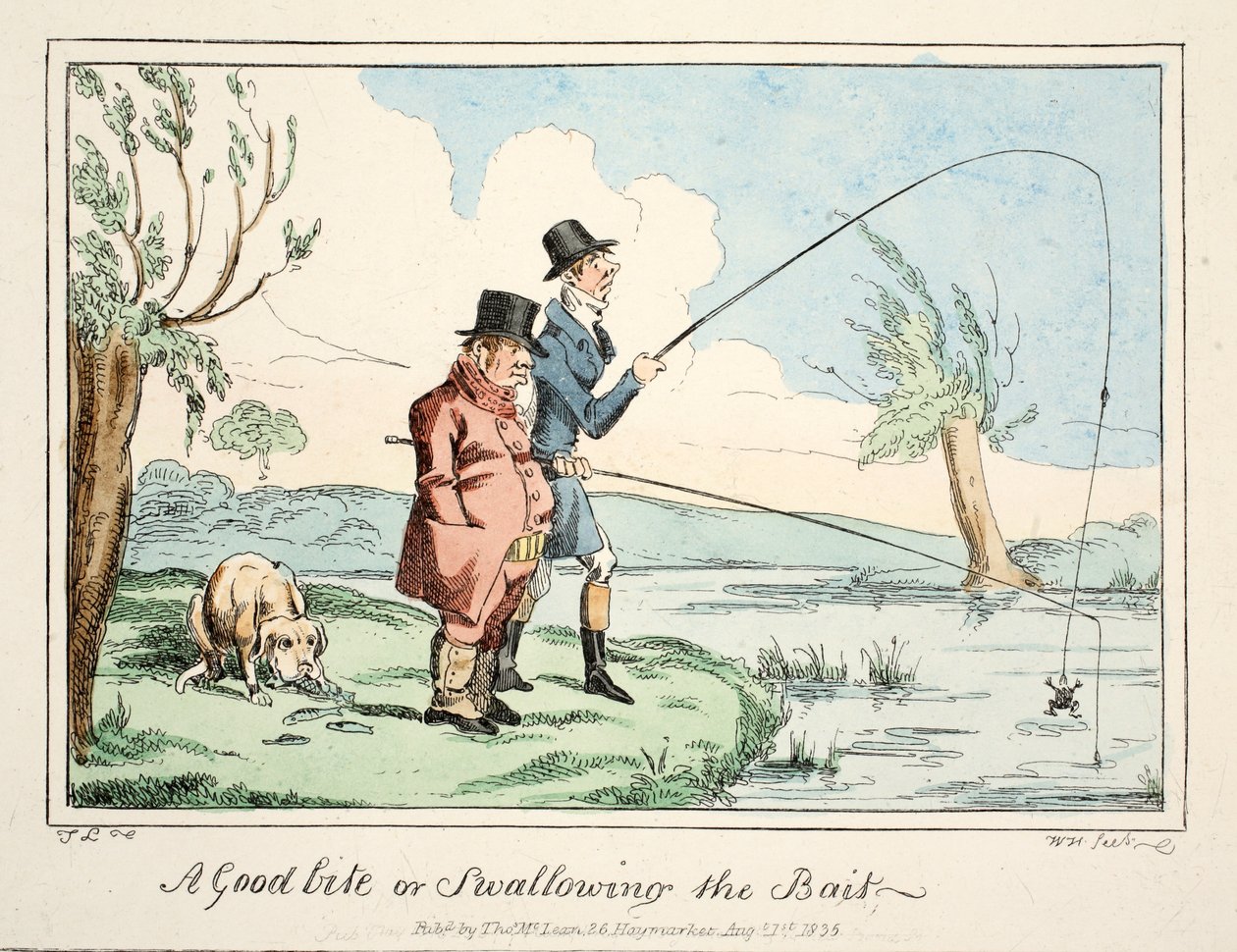 A Good Bite or Swallowing the Bait, pub.1835年（手彩色彫刻）。 作： 英語学校