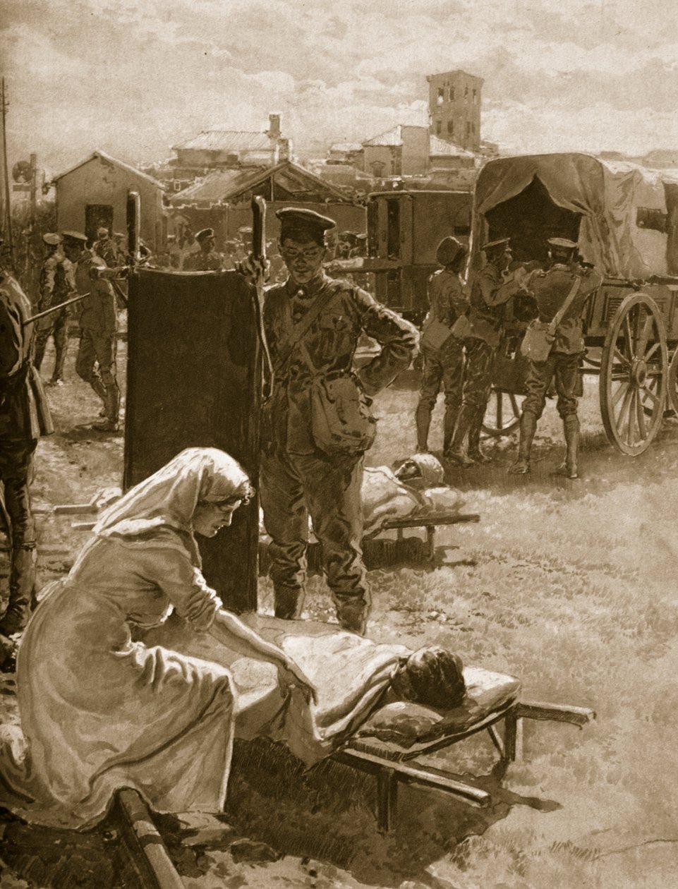 負傷した兵士を扱う医療局、1914-19 作： 英語学校