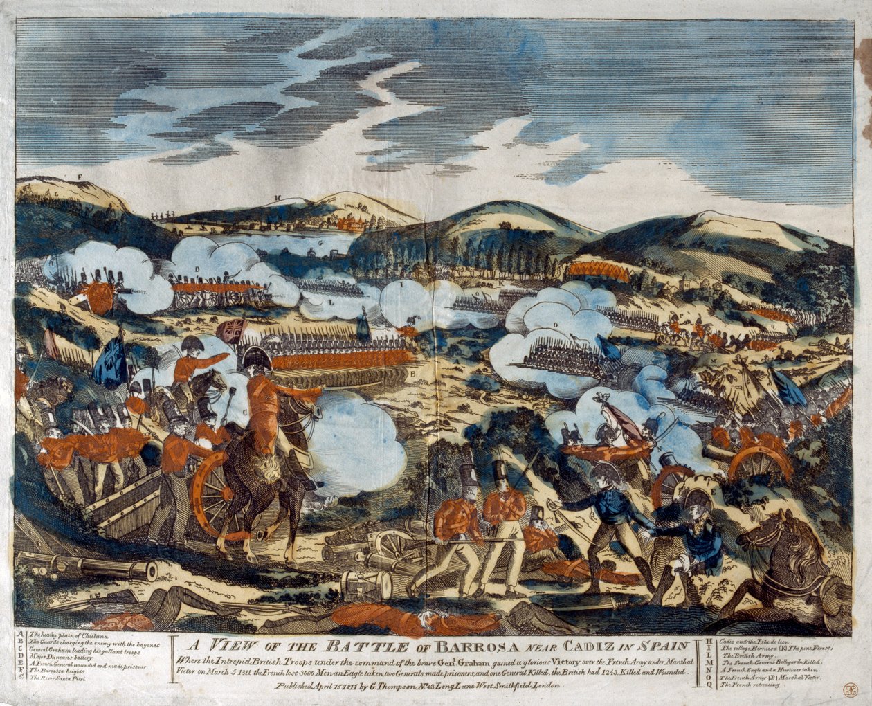 バロッサの戦いの眺め、1811年（色の木版画） 作： 英語学校