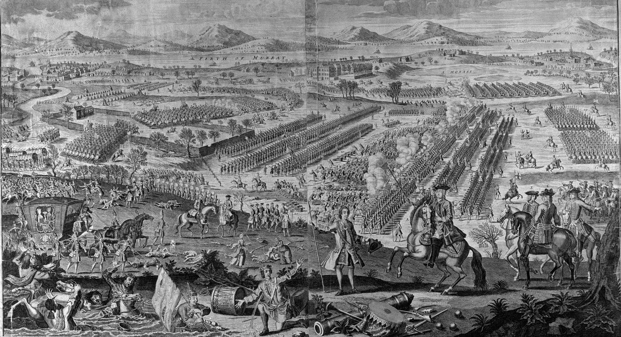 1746年4月16日、1746年の輝かしいDrunmossieムーアの戦いの斜視図 作： 英語学校