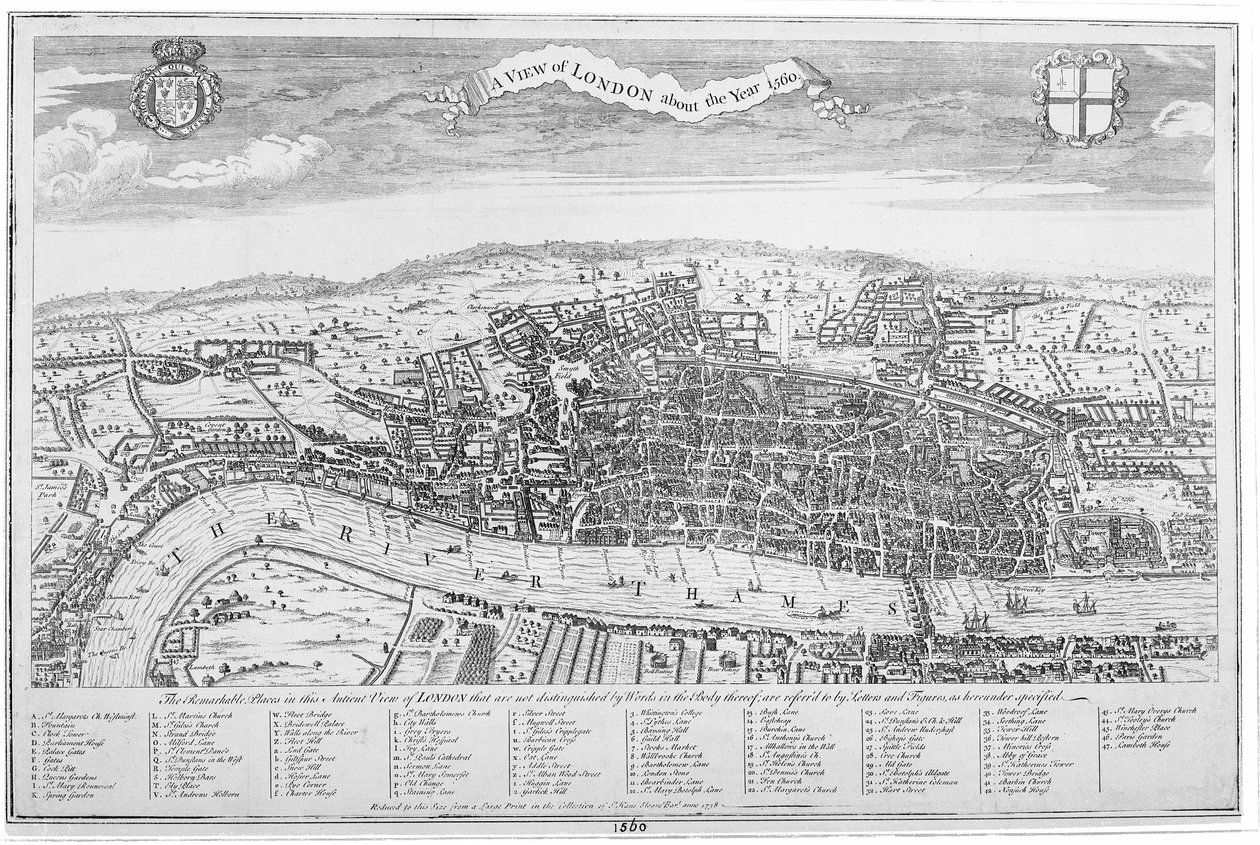 1560年頃のロンドンの風景（彫刻 作： 英語学校