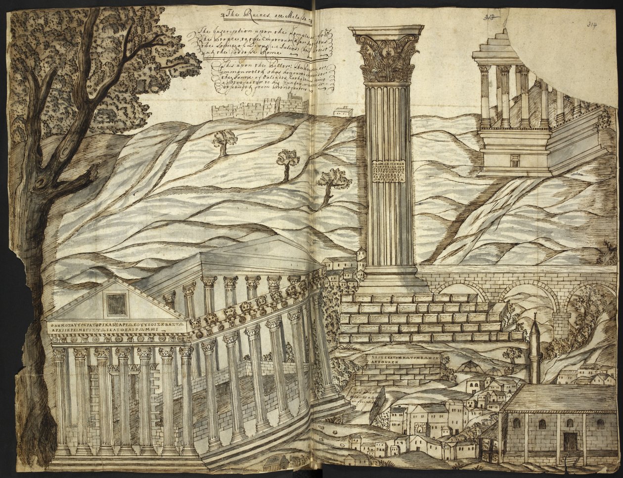 Add, 22912, ff.313v-314, 「アジアとイタリア旅行中のジョン・コーベル博士のサイン日誌」より 作： 英語学校