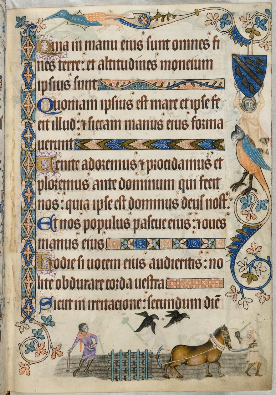 追加。 42130 fol.171 Harrowing、「Luttrell Psalter」から、c.1325-35 (ベラム) 作： 英語学校