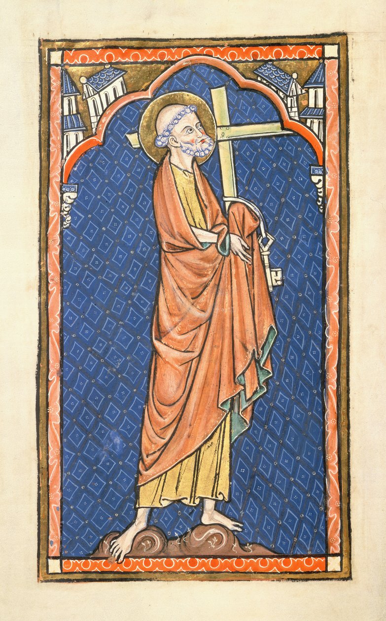 追加 50000 f.7v St. Peter、Oscott Psalter、c.1270 (ベラム) から 作： 英語学校