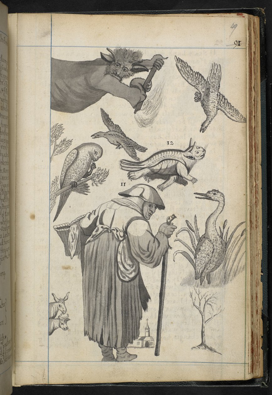 MS 32496 f.49r を追加 「フューストーンのエドワード・フェアファックス氏の家族で演じられた魔術の談話」からのイラスト (彫刻) 作： 英語学校