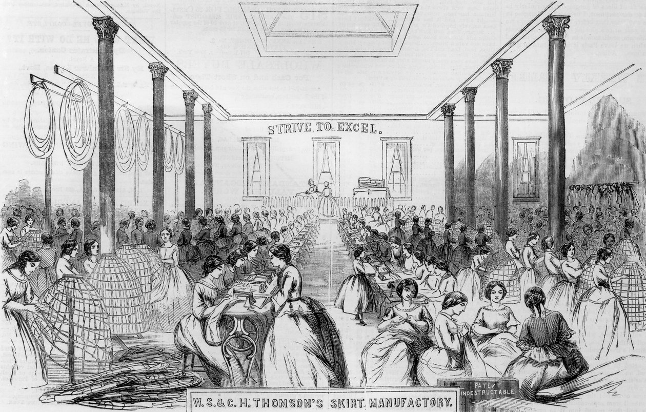 トムソンのスカート製造の広告、「Harpers Weekly」、1859年 作： 英語学校
