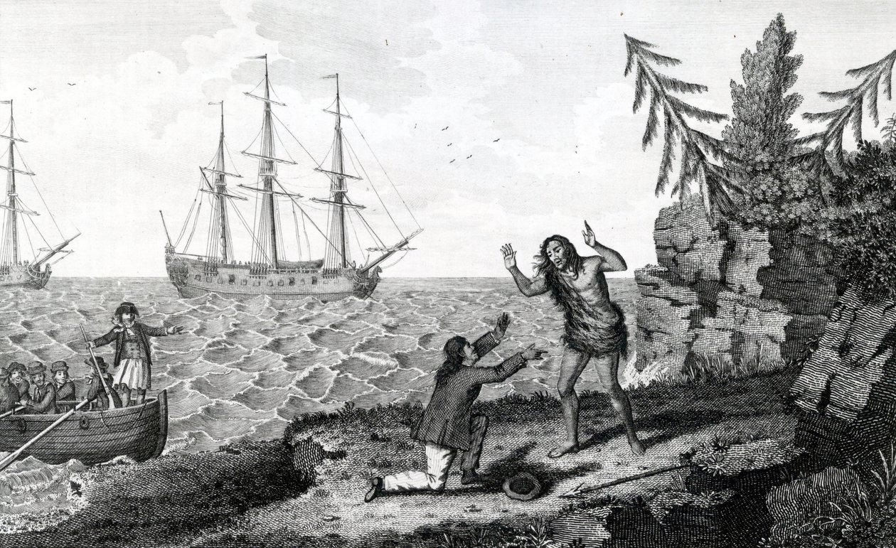 ムーアの航海と旅行から取られたイラスト、1778年の2人のモキト男性のインタビュー、1778年 作： 英語学校