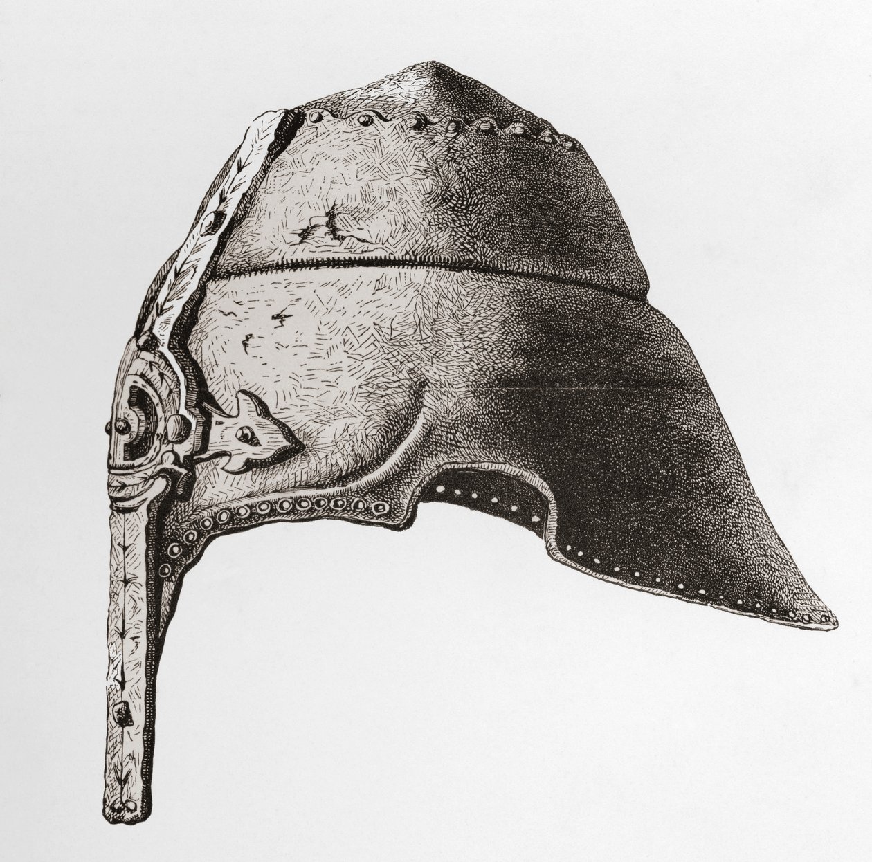 An early twelfth century Nasal Helmet, from The British Army: Its Origins, Progress and Equipment, published 1868.   1439511   ja       japanese Successfully Translated  Original: Spiraling Birds II, 2017 (Collage on canvas) Translat: Spiraling Birds II, 2 作： 英語学校