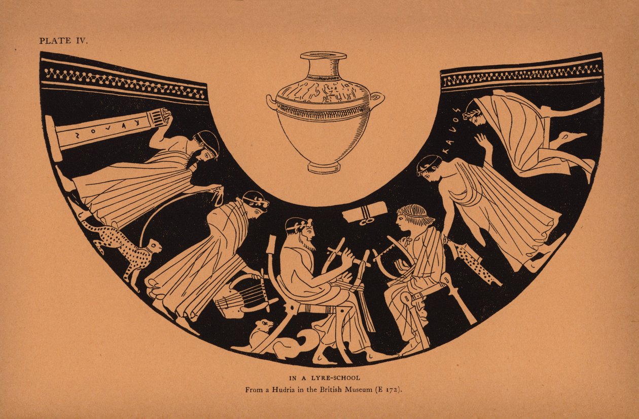 古代ギリシャの教育：竪琴学校にて（リトグラフ） 作： 英語学校