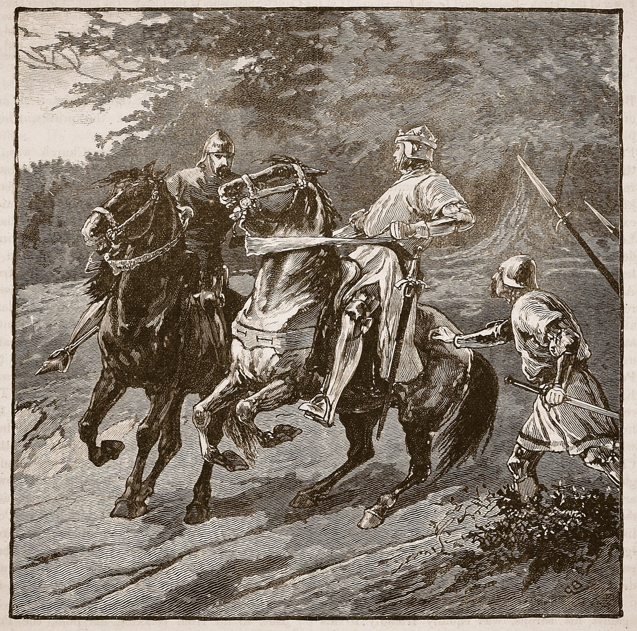 リチャード王の逮捕、Cassells Illustrated History of Englandからのイラスト（セピア写真） 作： 英語学校