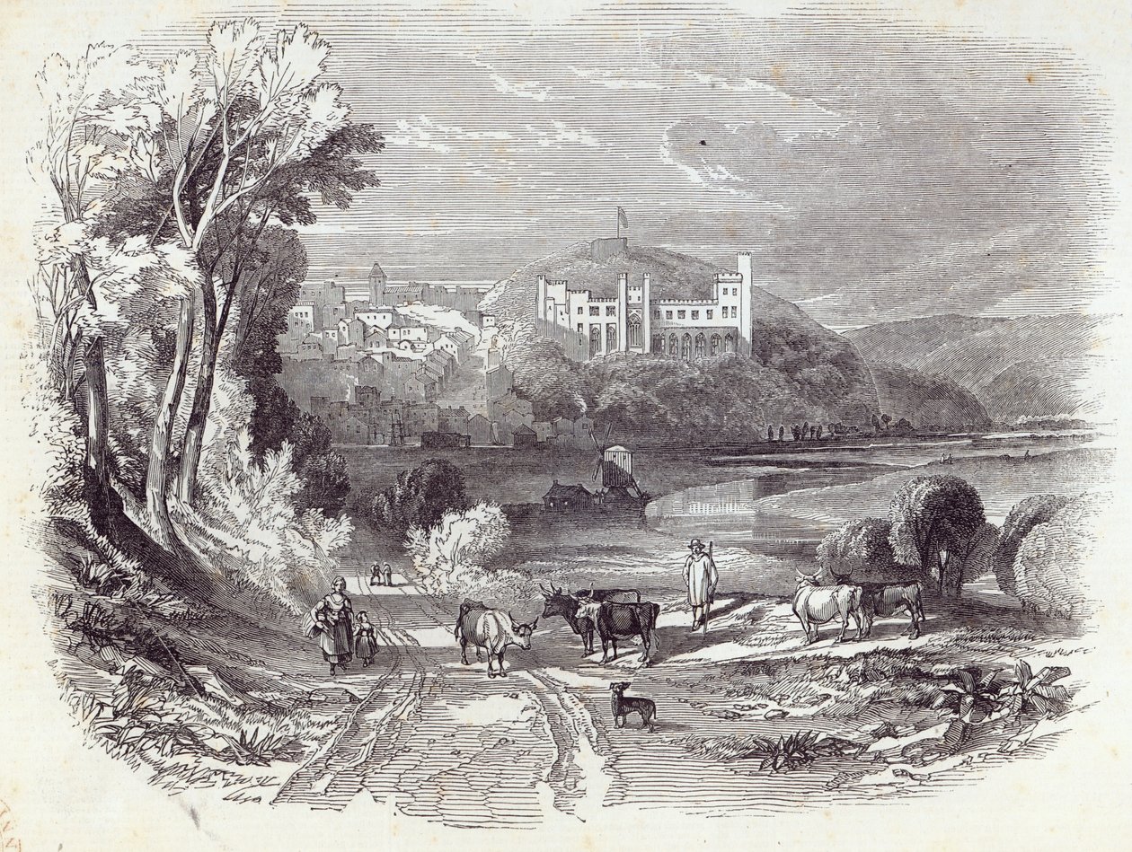 アランデル城と町、「The Illustrated London News」（1845年9月20日）（彫刻） 作： 英語学校