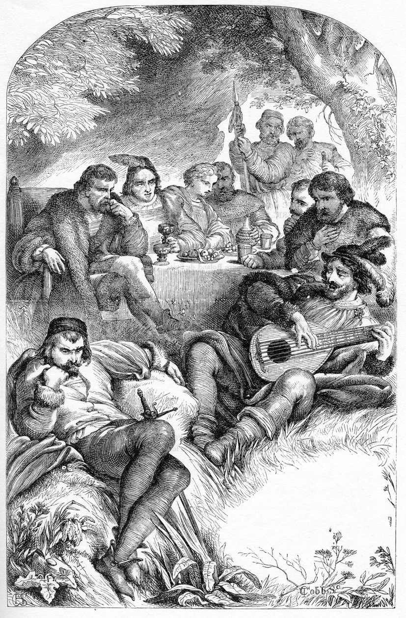 お気に召すまま - 『ウィリアム・シェイクスピア全集』の挿絵 1866年 - この版の挿絵と全体の形は、ロンドンで出版されたカッセルの挿絵付きシェイクスピアから引用している。 作： 英語学校
