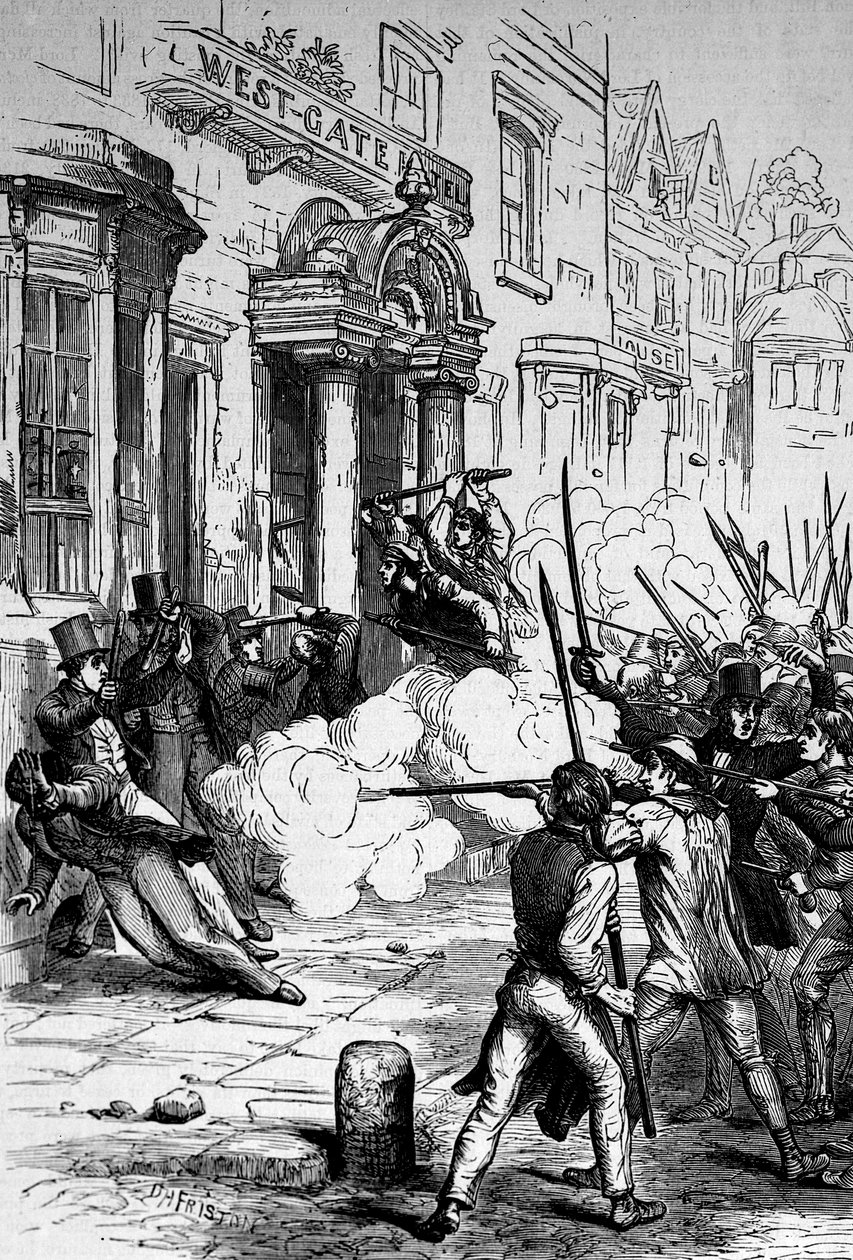 1839年11月4日にニューポートのウエストゲートホテルへの攻撃 作： 英語学校