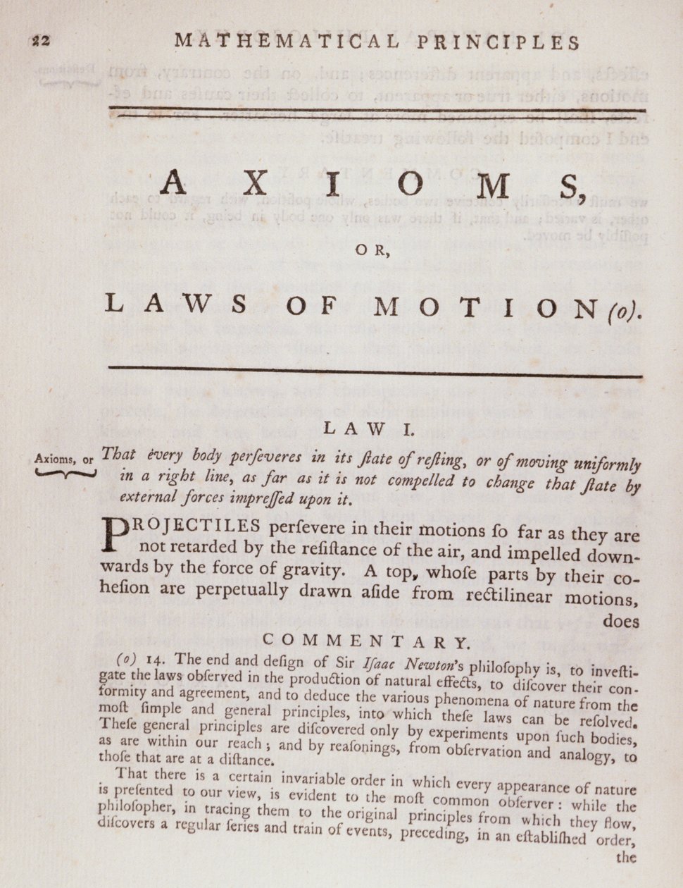 アイザック・ニュートン（1642-1727）1777による自然哲学の数学的原理の第1巻からの公理、または運動の法則 作： 英語学校