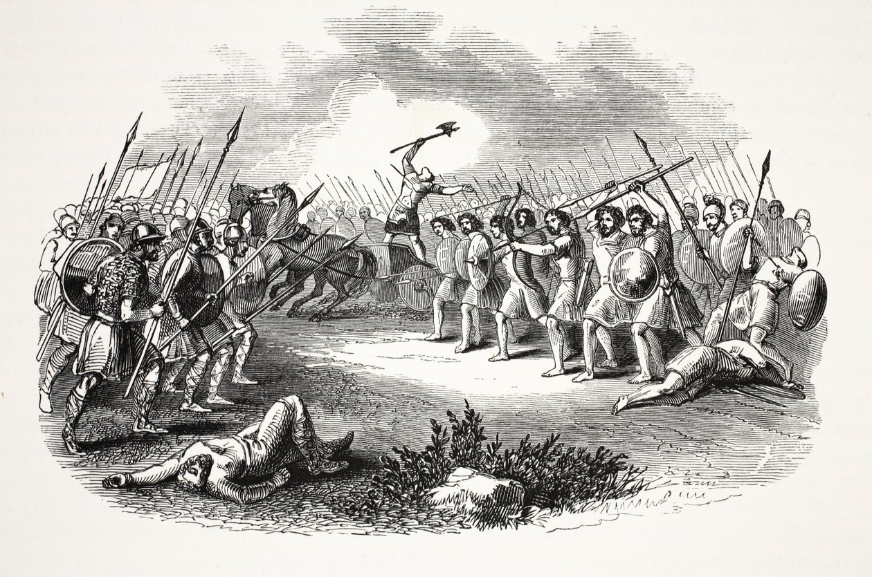 Rhuddlanマーシュの戦い、パブ。 19世紀（スチール彫刻） 作： 英語学校