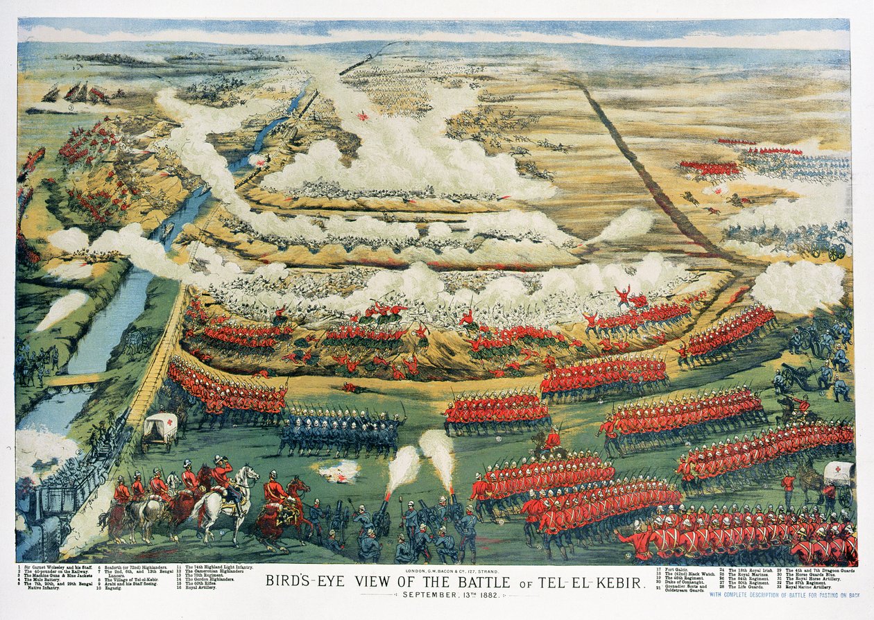 1882年9月13日のテルエルケビールの戦いの鳥瞰図 作： 英語学校