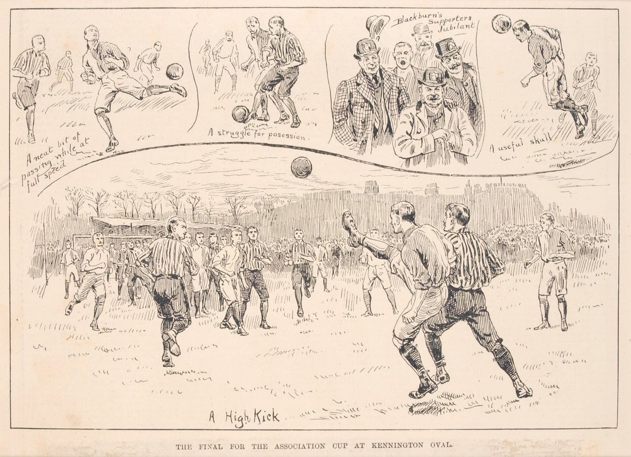 1891年3月23日、The Illustrated Sporting and Dramatic NewsのBlackburn Rovers vs. Nottingham County 作： 英語学校