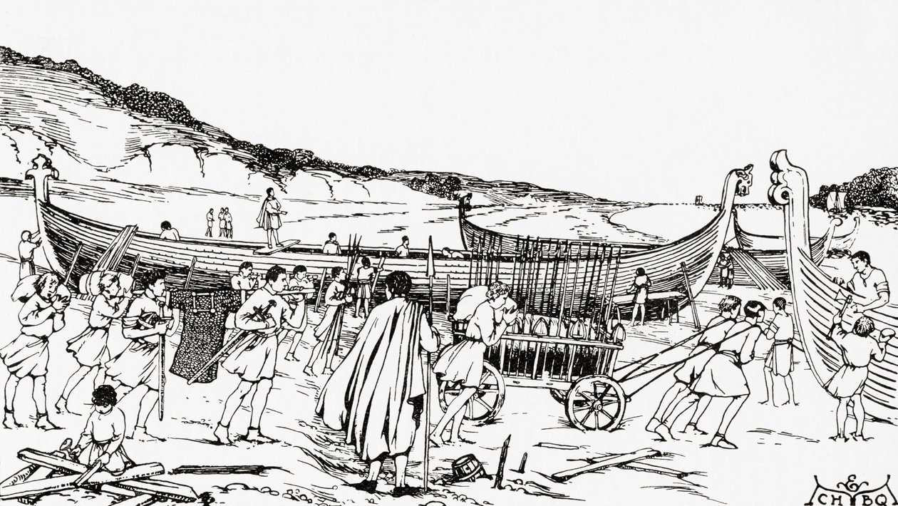 Construindo os navios para a invasão normanda da Inglaterra por Guilherme, o Conquistador 作： 英語学校