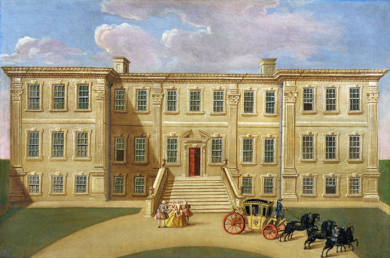 カルクホール、ダービーシャー、ヘンリーハープール卿の座、バロネット、c.1734 作： 英語学校