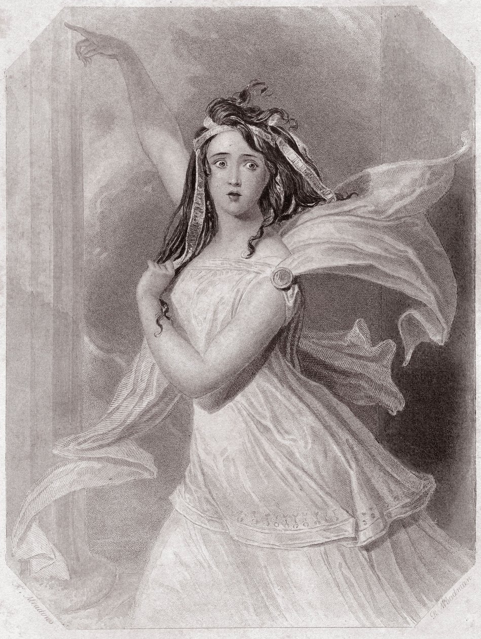 カサンドラ（予言者）（『トロイラスとクレシダ』）（『トロイラスとクレシダ』）で - 「シェイクスピア女性ギャラリー、初期のロンドンの芸術家による45の深刻な肖像画のコレクション、批評や文学的な通知で強化されている」1838年頃 - 「ギャラリー・オブ・ザ・トゥ」より 作： 英語学校