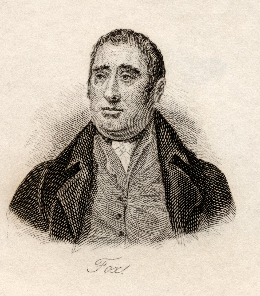 1825年に出版された「クラブの歴史辞典」からのチャールズジェームズフォックス 作： 英語学校