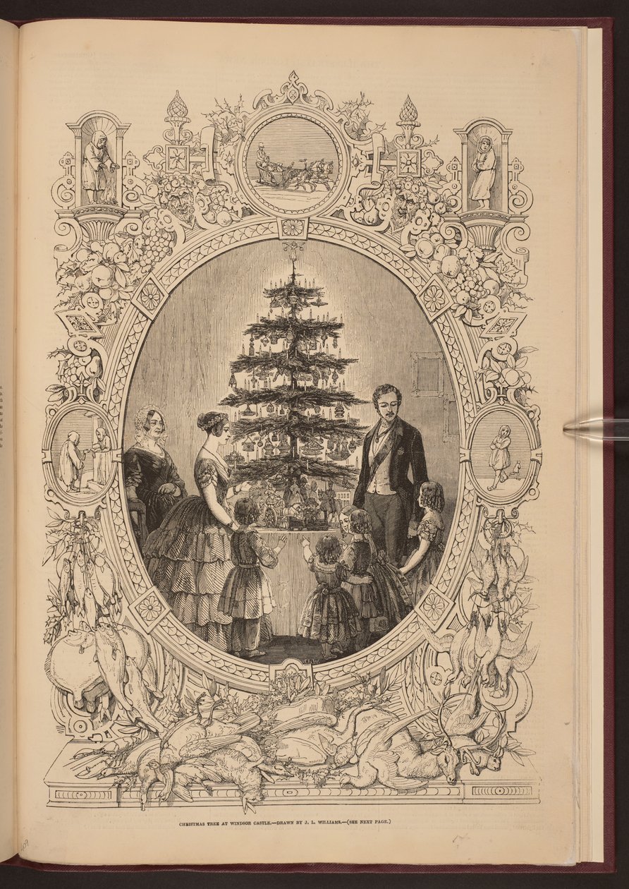 「ウィンザー城のクリスマス ツリー」、「イラストレイテッド ロンドン ニュース」のクリスマス サプリメント、1948 年 12 月 (版画) 作： 英語学校
