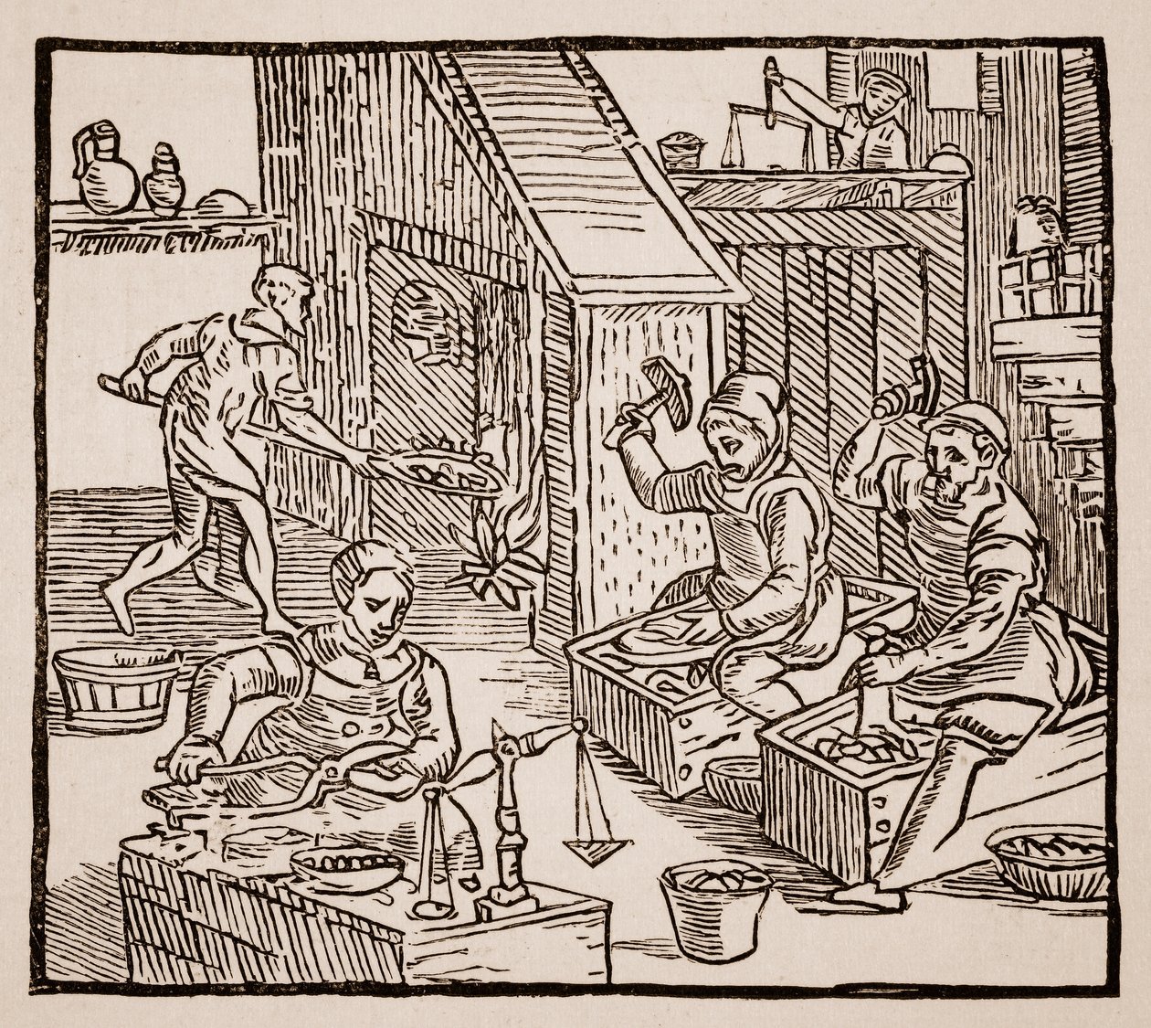 Coiners at Work、1577（セピア写真） 作： 英語学校