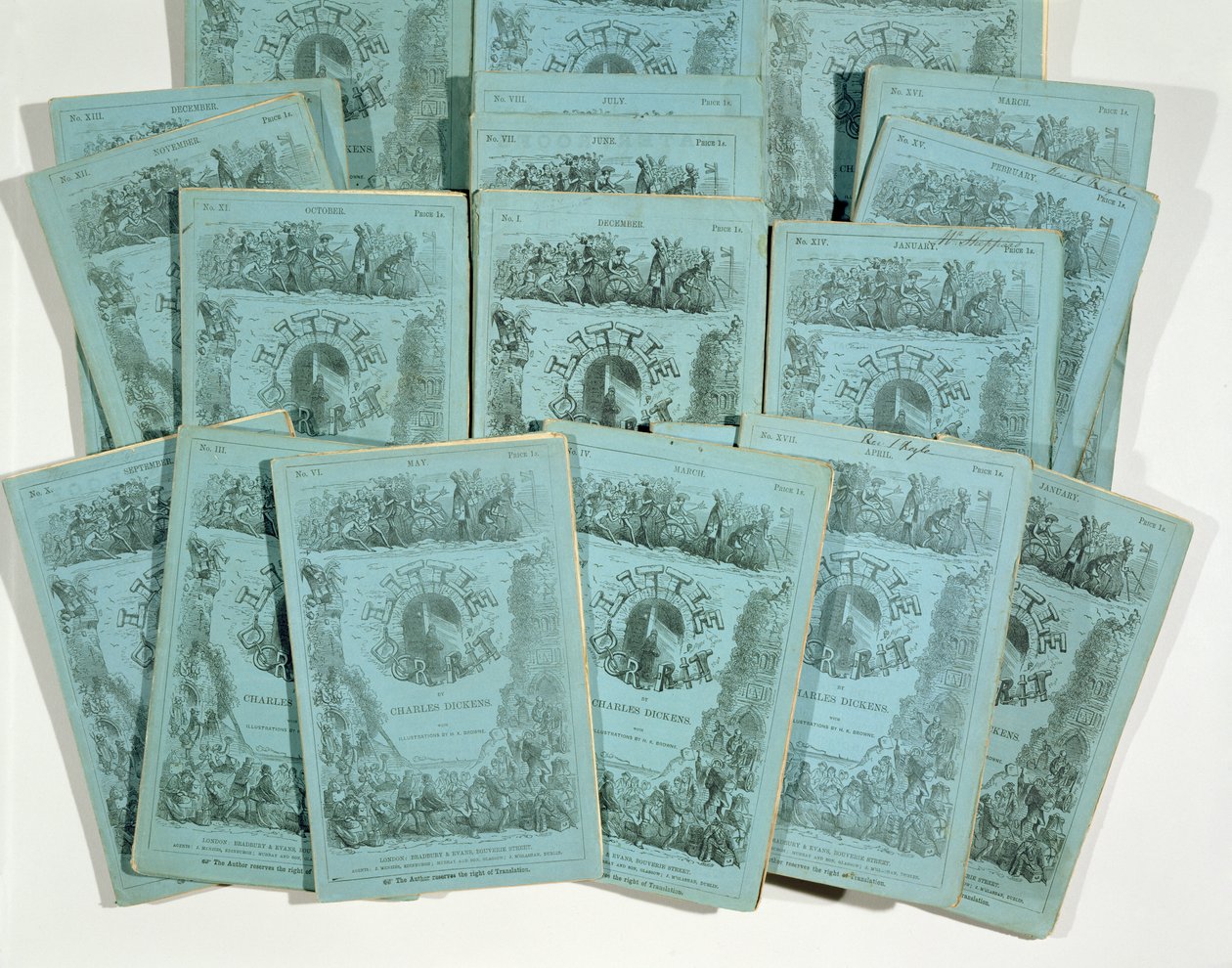 Charles Dickens（1812-70）によるリトルドリットの月刊誌のカバー、c。 1856 作： 英語学校