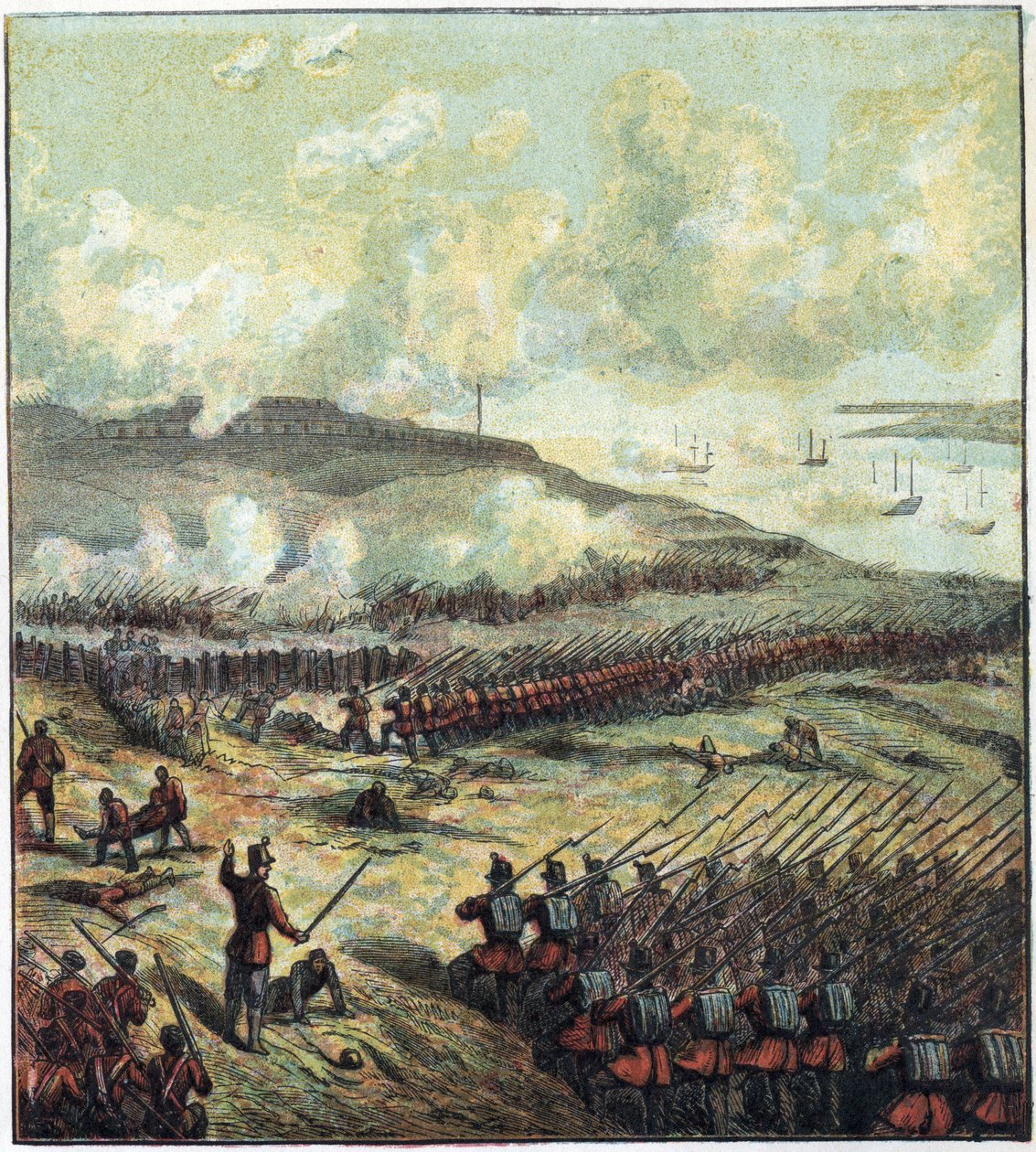 クリミー戦争（1853-1856）：1854年5月11日のインカーマン（Inkerman）の戦いで、ロシアとイギリス、フランス、トルコの連合軍が戦い、勝利した。インケルマンの戦い 作： 英語学校