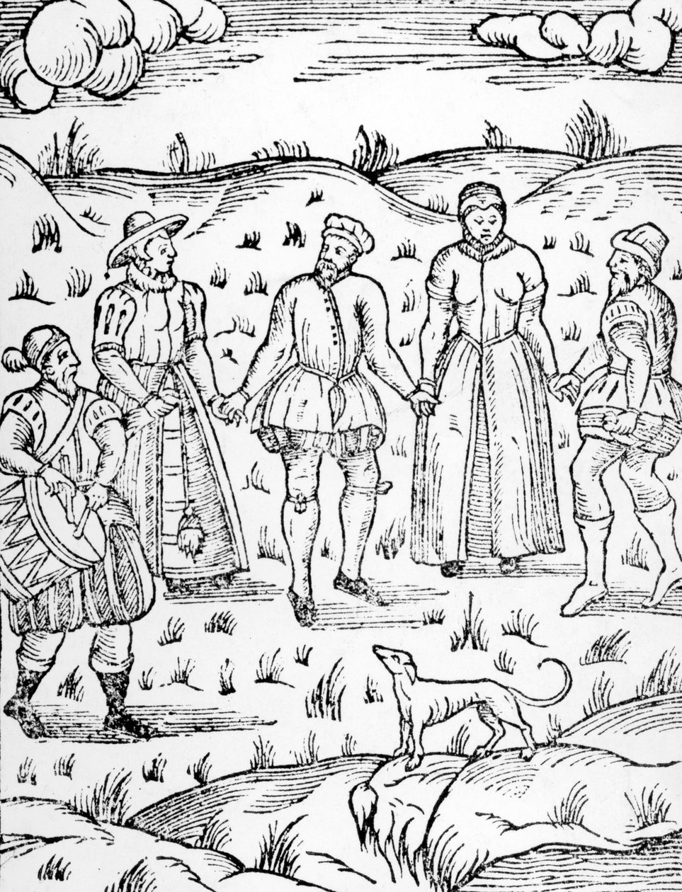 ドラマーと共に踊る、ドームからすべての男性に警告するスティーブン・ベイトマンの判決、1581年 作： 英語学校