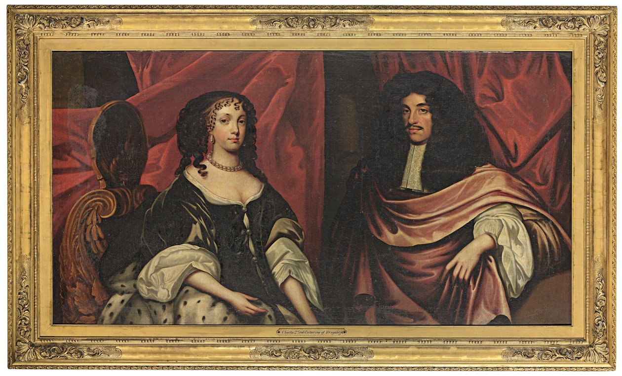 チャールズ2世とブラガンザのキャサリンの二重肖像画、1665年頃 作： 英語学校