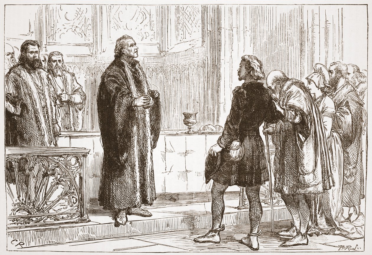 ハラー博士がベルン大聖堂で晩餐を分配しました。ジェームズエイトケンワイリー（1808-1890）による「プロテスタンティズムの歴史」のイラスト、パブ。 1878 作： 英語学校