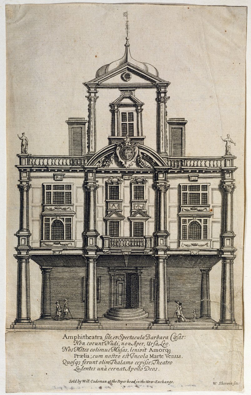 デュークスシアター、ドーセットガーデン、W。シャーウィン（c.1645-1711）によって彫刻された1673 作： 英語学校