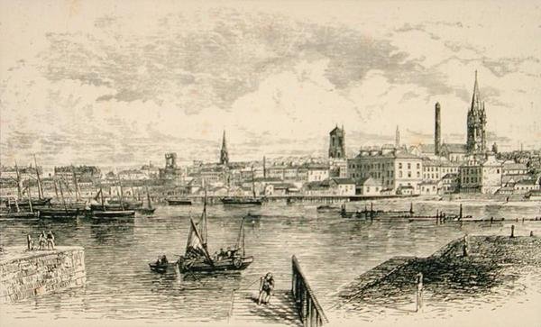 1880年頃のダンディー（リリジャス・トラクト・ソサエティ発行の「Scottish Pictures」より 作： 英語学校