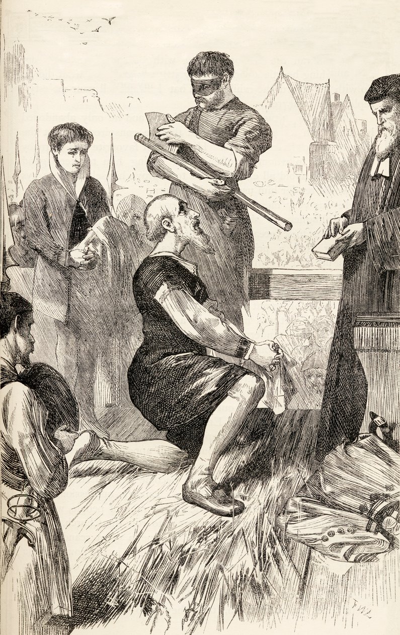 彼の処刑を待っている足場のエドワードシーモア、1865年頃（木の彫刻） 作： 英語学校