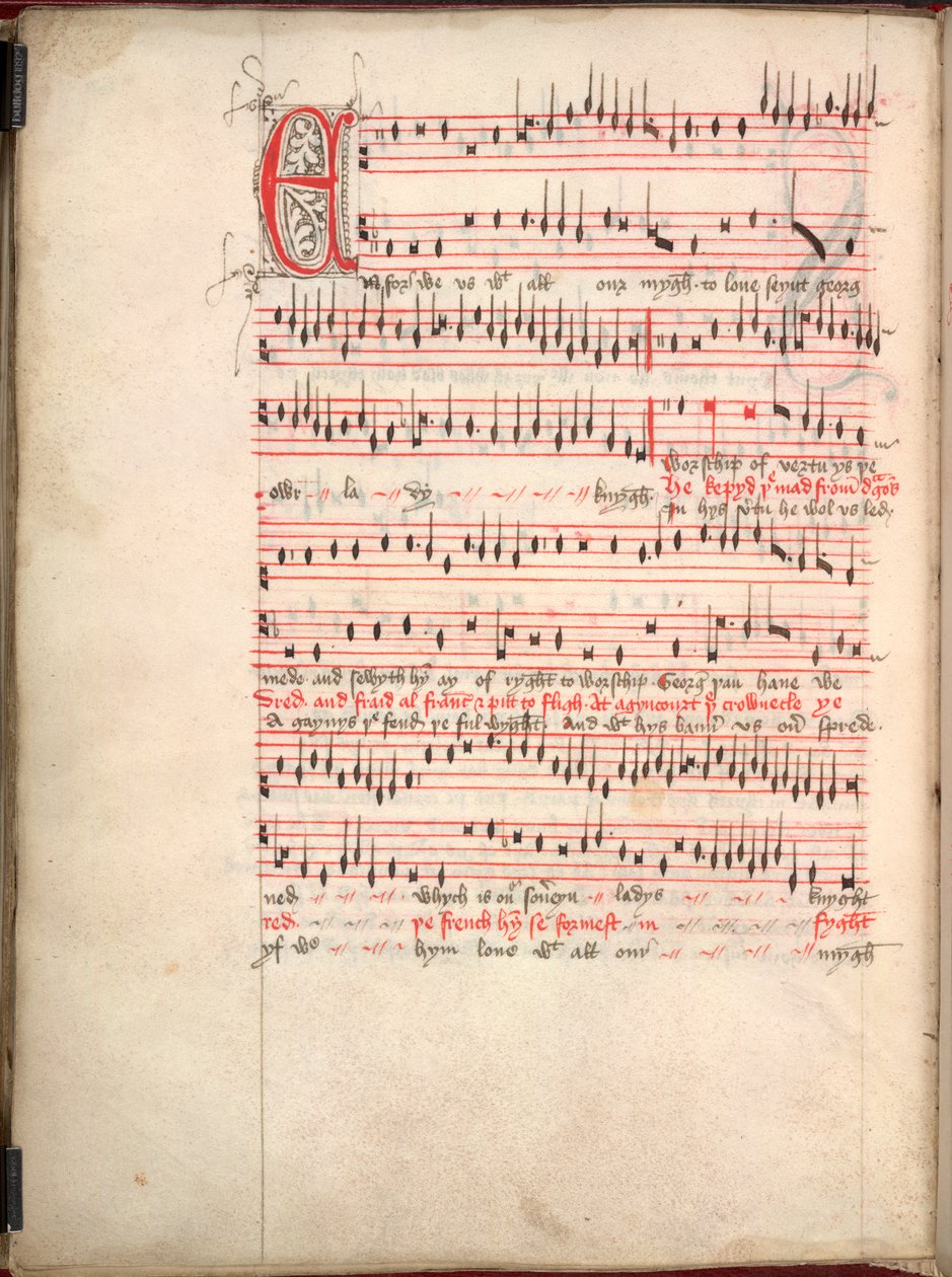 Egerton 3307、f.63v St. George のキャロル 作： 英語学校