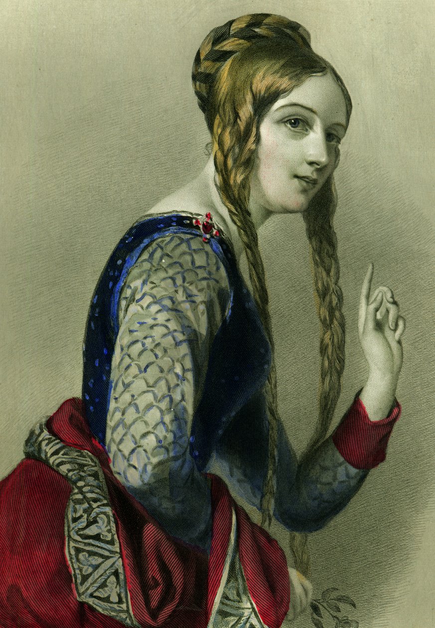 1856年にヘンリーG.ボーンによって印刷されたアキテーヌのエレノア、ヘンリーの女王II（カラー彫刻） 作： 英語学校