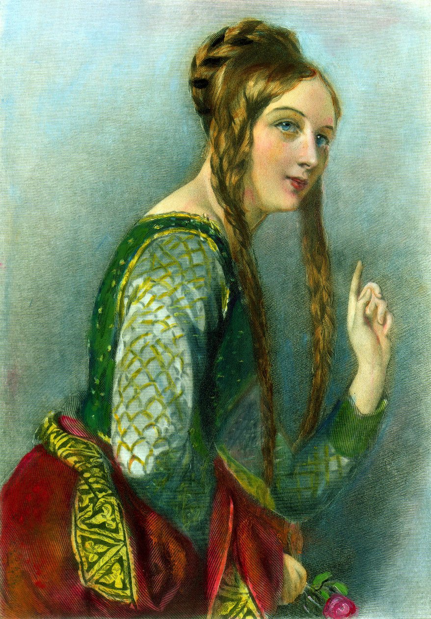 1856年にヘンリーG.ボーンによって印刷されたアキテーヌのエレノア、ヘンリーの女王II（カラー彫刻） 作： 英語学校