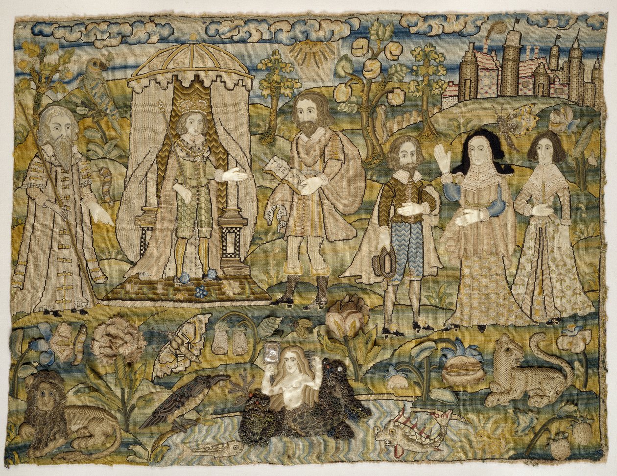 刺繍された絵：17世紀半ばの「ソロモンの宣言」 作： 英語学校