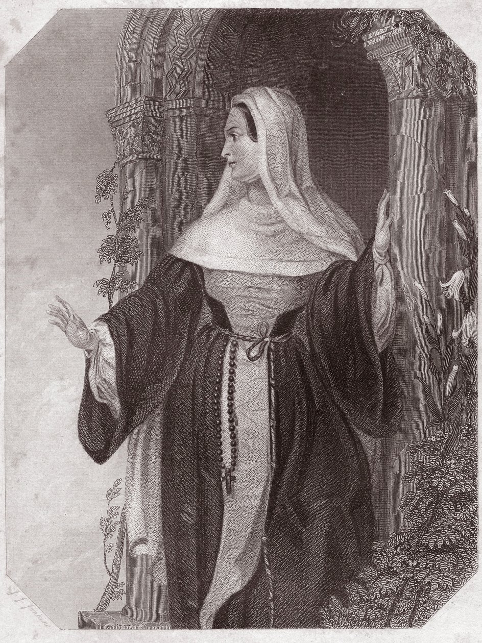 エフェソスの共同体の修道院長であるAegeonの妻Emilie (The Comedy of Errors) Emilia Lady Abbess at Ephesus (The Comedy of Errors) in - "Galerie des femmes de Shakespeare, collection of 45 serious portraits by early London artists, enriched with ... 作： 英語学校