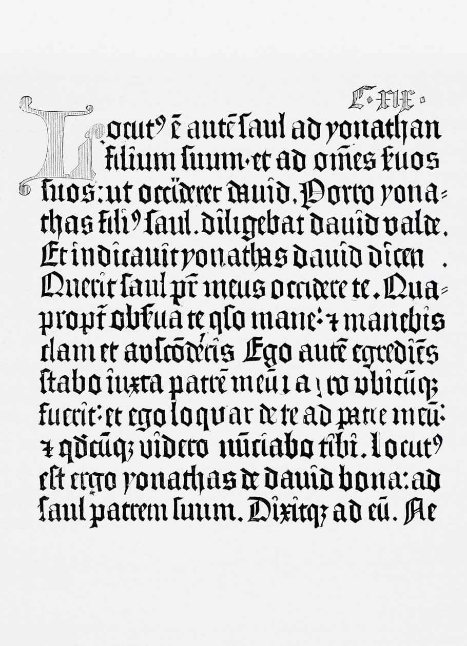 ヨハネスグーテンベルク、マインツ、1456によって印刷された聖書のページのファクシミリ 作： 英語学校