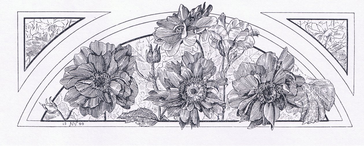 花のデザイン、The Magazine of Art 1893、Cassell and Company、1893 作： 英語学校