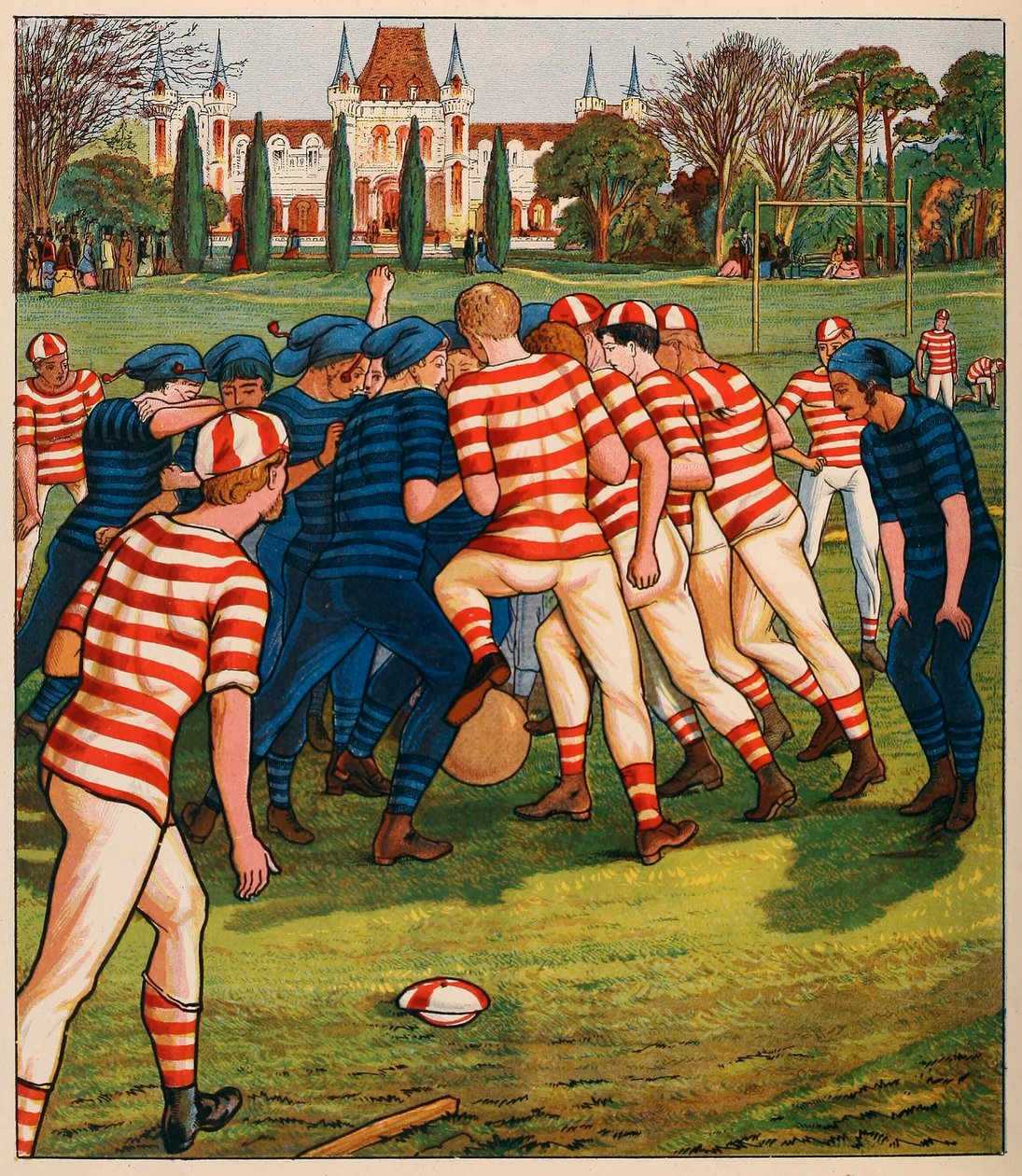 フットボール、英国のスポーツとゲーム、パブから。 C. 1880年。 作： 英語学校