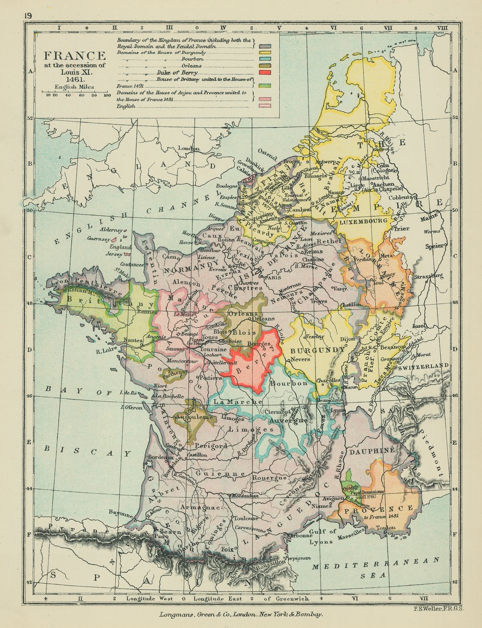 ルイ11世即位のフランス（カラーリトグラフ） 作： 英語学校