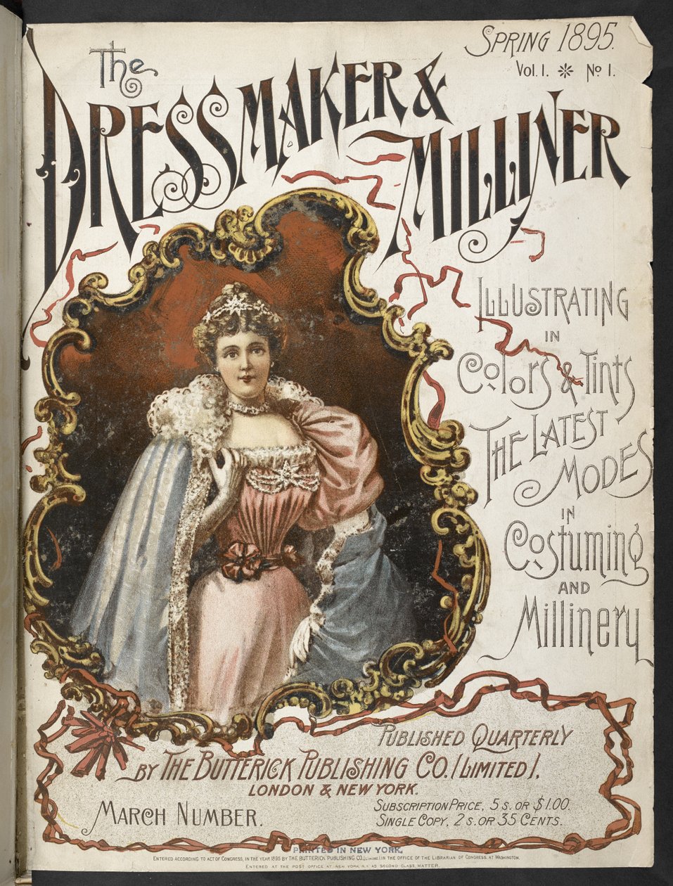 フロントカバー。  ドレスメーカーとミリナー。  1895年。 作： 英語学校