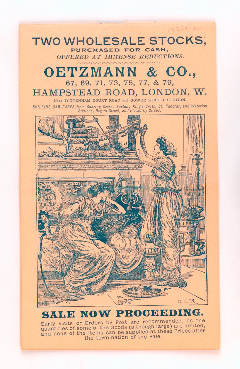 1885-90年頃のOetzmann & Co.のカタログの表紙（プリント 作： 英語学校
