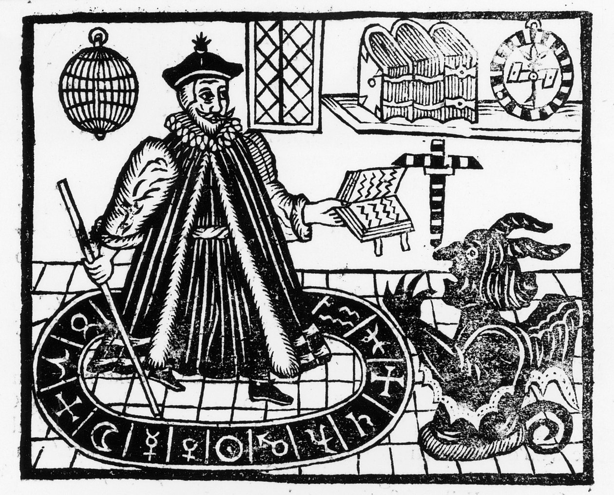クリストファーマークリン作「ファウストス博士の生と死のトラギコールの歴史」の口絵、1616年 作： 英語学校