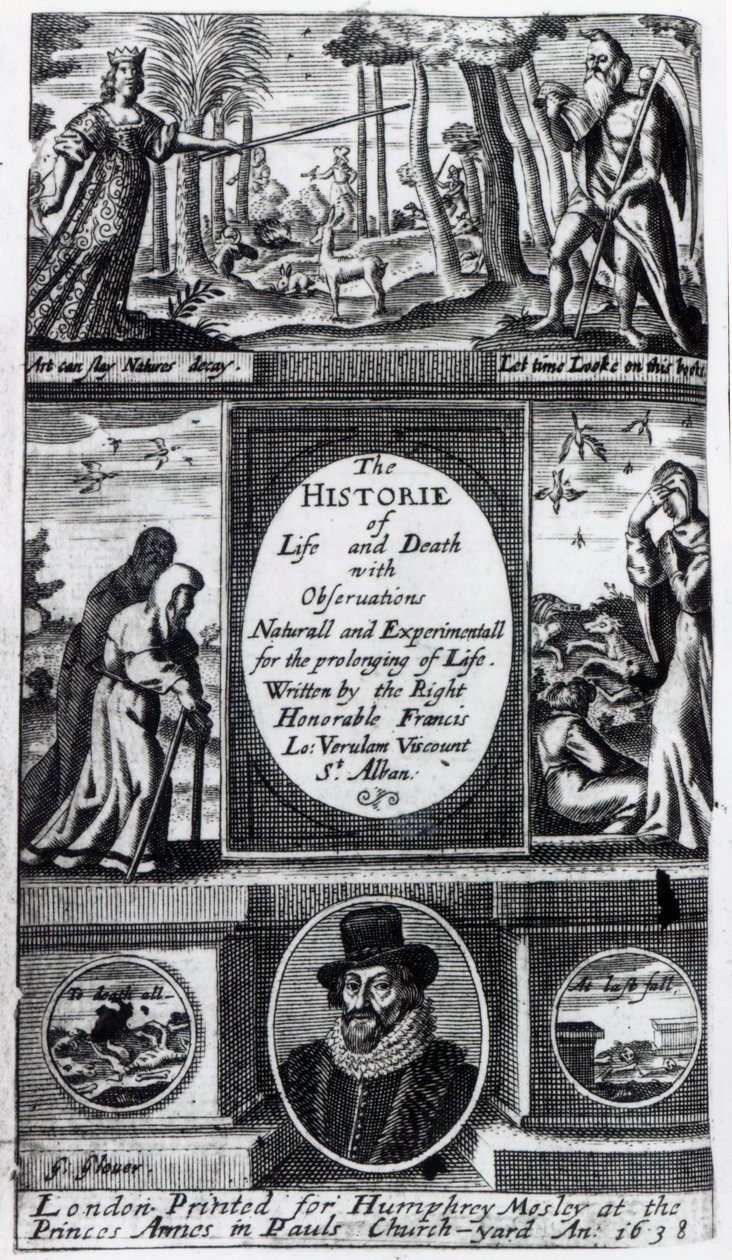 フランシスベーコンへの口絵1638年に出版された生と死の歴史 作： 英語学校