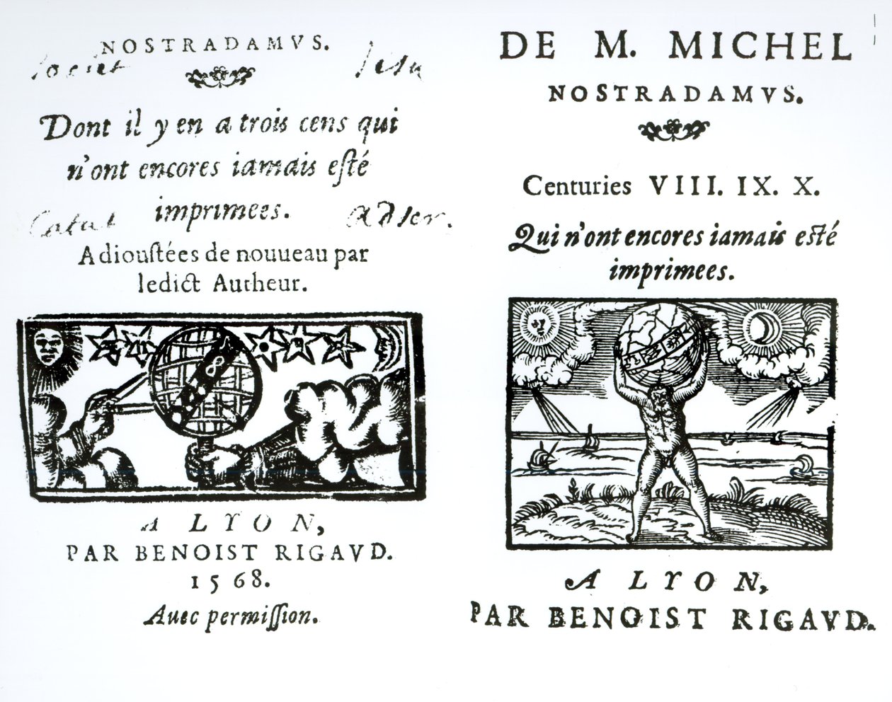 M.ミシェルノストラダムスの予言への口絵、パブ。 Benoist Rigaud、1568 作： 英語学校
