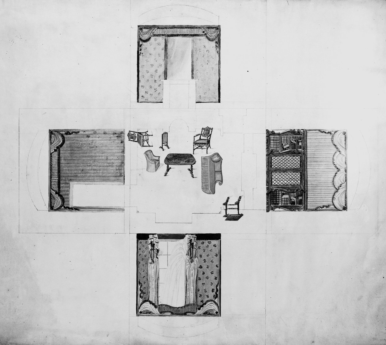 小さな応接室の家具、Gillows and Co、1822 作： 英語学校